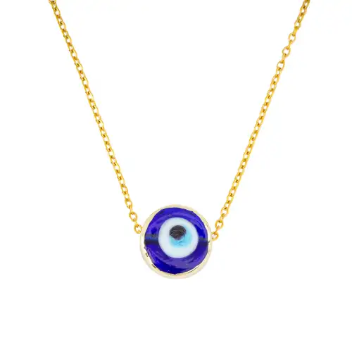 Μενταγιόν με Μπλέ Μάτι Επίχρυσο Power Of Symbol αξεσουάρ Κολιέ