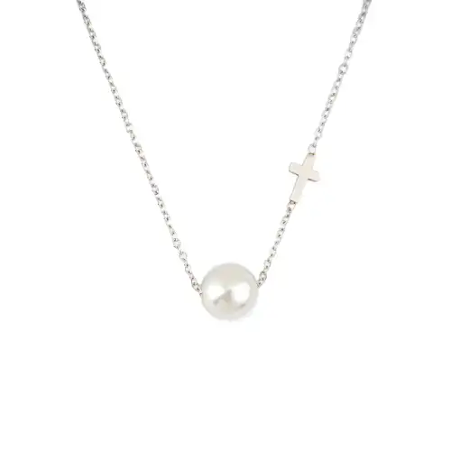 Μενταγιόν με Πέρλα Ασημί Power Of Symbol αξεσουάρ Κολιέ