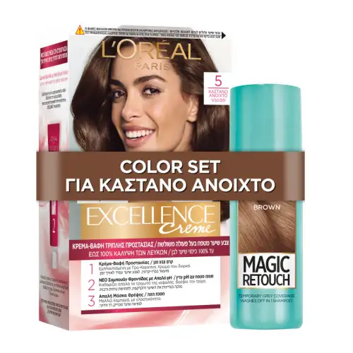 L’oréal Paris Excellence Cream Magic Retouch Set Καστανό