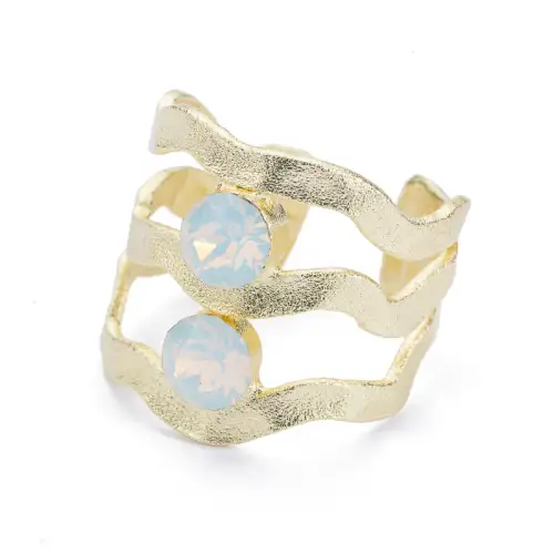 Δαχτυλίδι Κύμα με Πέτρες Επίχρυσο Power Of Symbol αξεσουάρ Δαχτυλίδια