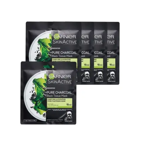 Garnier Pure Charcoal Tissue Masks Value Pack 5