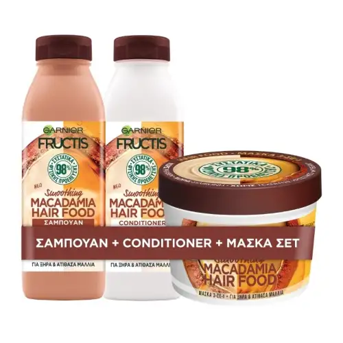 Garnier Fructis Hair Food Macadamia Shampoo+Conditioner+Mask
