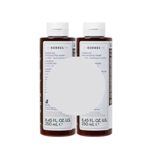 Korres Αμυγδαλο + Λιναρι Σαμπουαν Σετ για Ξηρα Aφυδατωμενα Μαλλιά