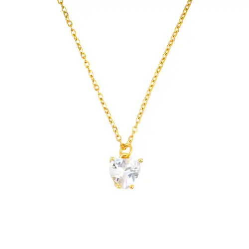 Μενταγιόν Καρδιά με Μαύρα Στρας Επίχρυσο Power Of Symbol αξεσουάρ Κολιέ